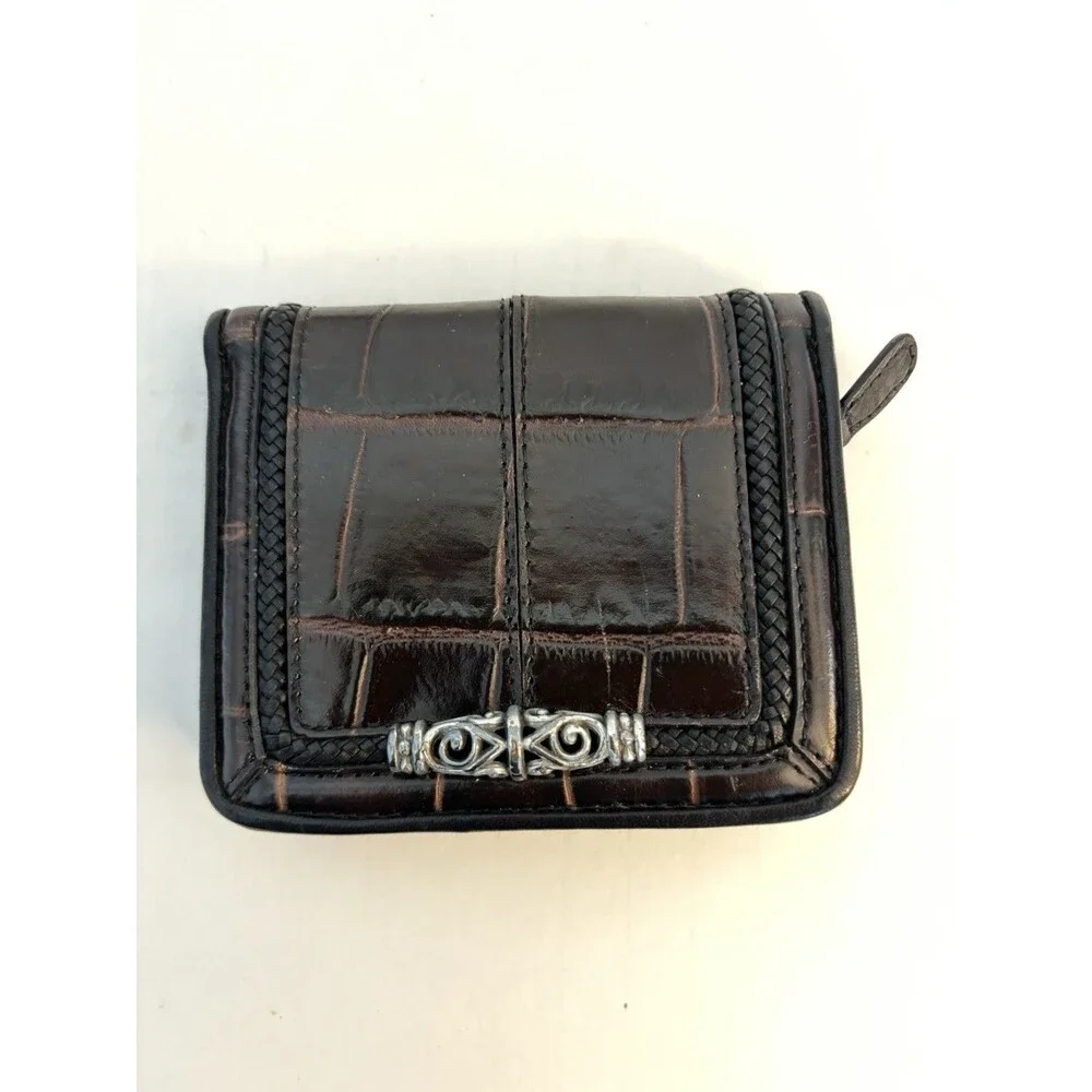 Brighton Black and Brown Croc Bi Fold Leather Wallet